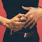 gold signet rings 18k tiger swords warriors and chain