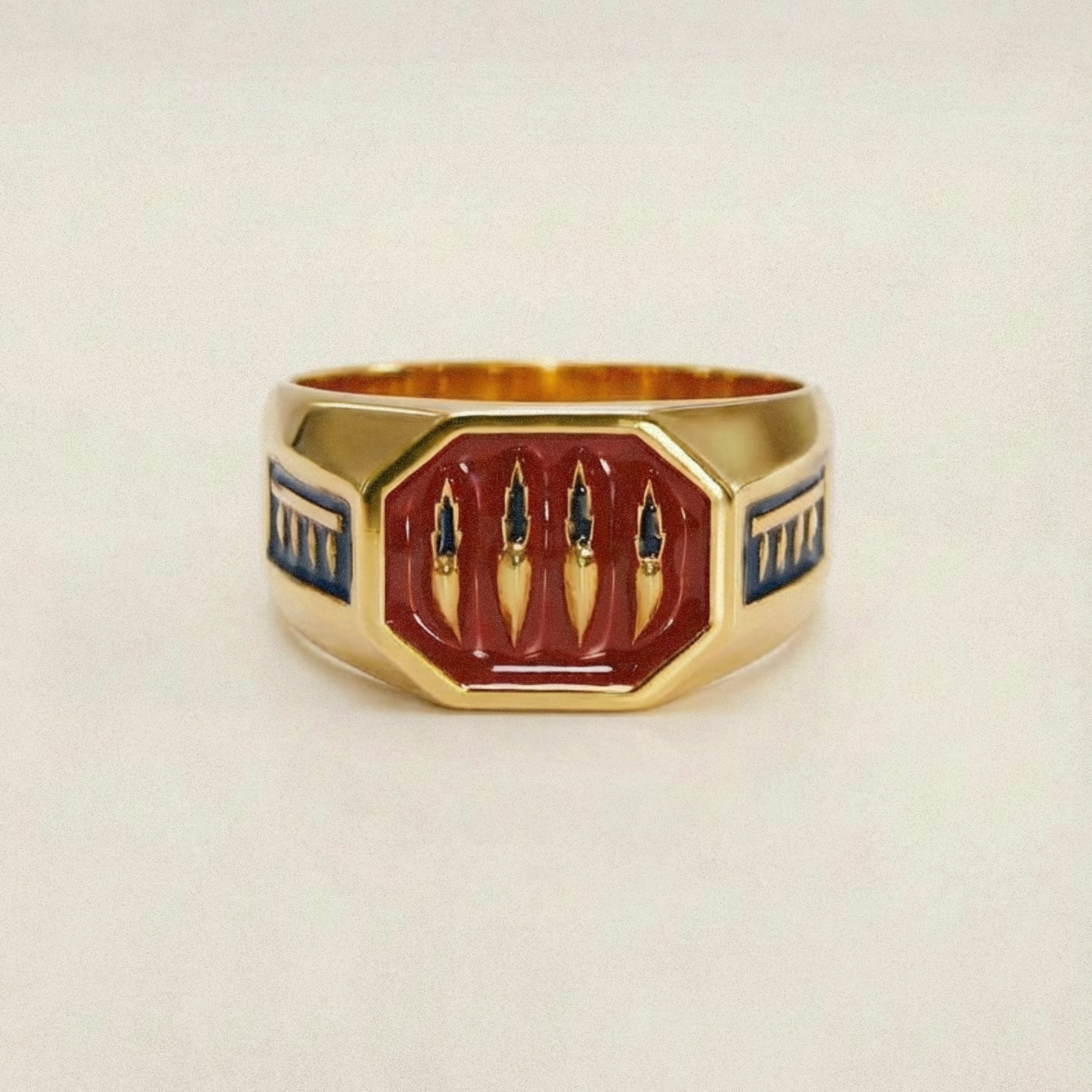 18k gold silver claw ring
