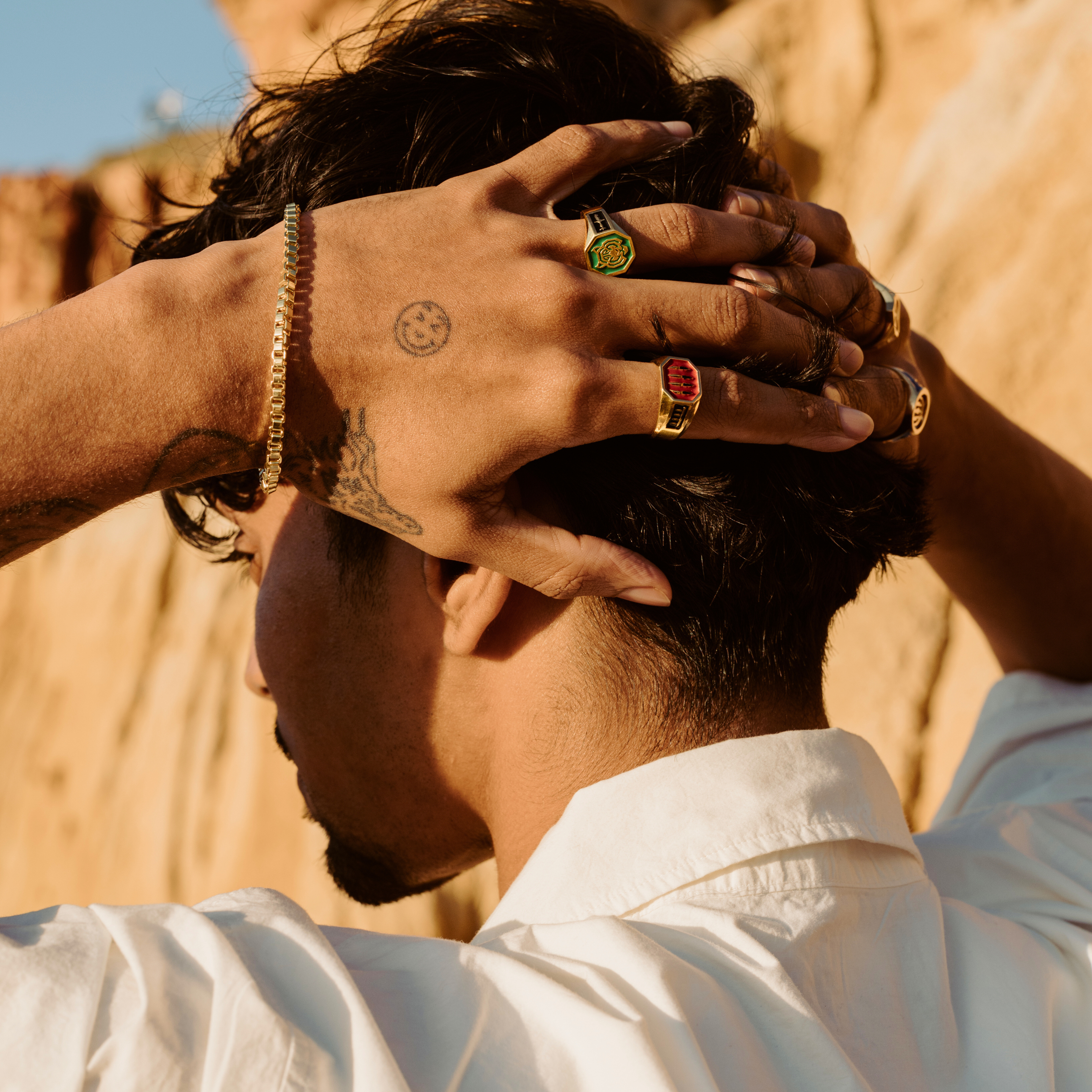 beach gold rings silver hand