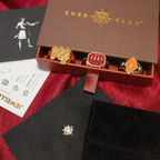 gold rings gift ready black and red