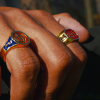 gold rings on hand
